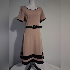Tan and Black A-line Midi Dress Size 1X